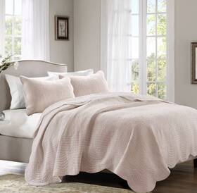 Mp13-6122 Madison Park Marino 3 Piece Quilt Set With Shams Pink King Scalloped Edges