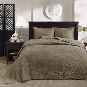 Mp13-6498 Madison Park King Size Bedding Oversized Bedspread Quilt 3 Pc Set Mocha Brown 102 X 118 Inch New
