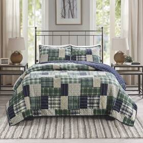 Mp13-7524 Madison Park Reversible Quilt Cabin Lifestyle Plaid Design - All Season Breathable Coverl