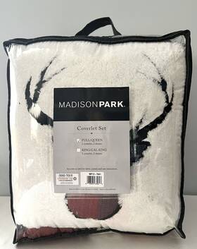 Mp13-7641 Madison Park Meadow Red 4 Piece Sherpa Reversible Coverlet Set Full/queen Size Mp13-7641 Madison Park Meadow Red 4 Piece Sherpa Reversible Coverlet Set Full/queen Size