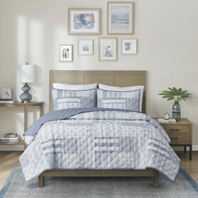 Mp13-8191 Madison Park Quilt Bedding Set Jacquard Woven Patchwork Coverlet Farmhouse All Season L