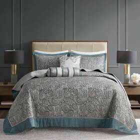 Mp13-8314 Madison Park Aubrey Reversible Quilted Bedspread Set Solid Reverse Summer Breathable Lig