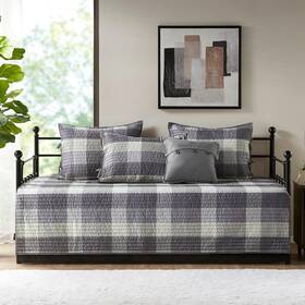 Mp13-8388 Madison Park Ridge Daybed Cover Set - Cabin Lodge Plaid Herringbone Print Reversible Desig