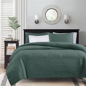 Mp13-8479 Madison Park Queen Quilt Set Reversible Damask Quilted Coverlet For Size Bed Cottonfill