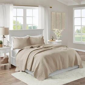 Mp13-8498 Madison Park Marino King/cal King Reversible Scalloped Edge Quilt Set 3-piece