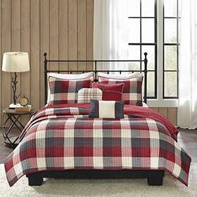 Mp134674 Madison Park Reversible Quilt Cabin Lifestyle Plaid Design - All Season Breathable Coverl
