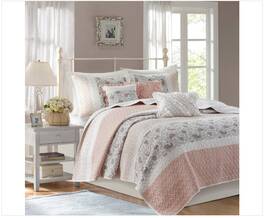Mp136872 Madison Park Dawn 6 Piece Cotton Percale Reversible Coverlet Set Full/queen - Al