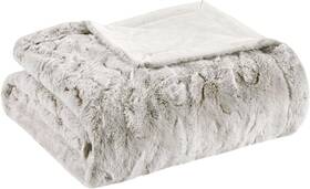 Mp51-8531 Madison Park Ultra-soft Poly Fur Reversible Plush All 108x90 Snow Leopard