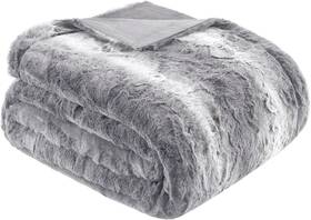 Mp51-8534 Madison Park Ultra-soft Poly Fur Blanket Reversible 108x90 Inch Grey