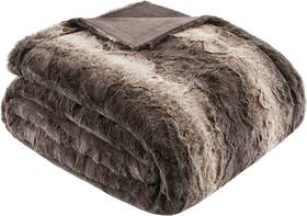 Mp51-8540 Madison Park Ultra-soft Poly Fur Blanket - Reversible 108x90 Inch Brown