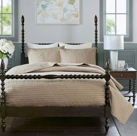Mps13271 Madison Park Serene Cotton Hand Quilted Coverlet Set King - All Nwt