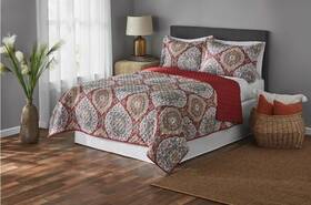 Mainstays 081806658275 Red Reversible Vintage Tapestry Quilt Full/queen