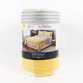 Mainstays 735732092671 Walmart Yellow/white Check King Reversible Quilt 86 Inch X 90 2022