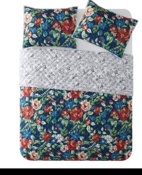 Mainstays 735732183843 New Red And Blue Floral Medley Quilt Shams Standard King
