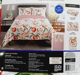 Mainstays 735732678776 4pc King Peaches Reversible Quilt Set With Shams And Tote Farmhouse Mainstays 735732678776 4pc King Peaches Reversible Quilt Set With Shams And Tote Farmhouse