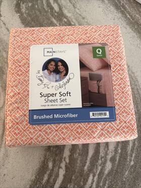 Mainstays 840125941792 4-piece Orange Warm Geo Super Soft Microfiber Bed Sheet Set Queen