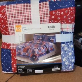 Ms12-003-004-04 Mainstays Full/queen Stars And Stripes Quilt Red Blue White Cotton Polyester