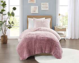 Ms5201030822-07 Mainstays Soft And Cozy Pink Shaggy Faux Fur Comforter Set For Twin/twinxl Bed 2 Pieces