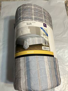 Ms8136130739-14 Mainstays Blue Velvet Stripe Quilt King Size