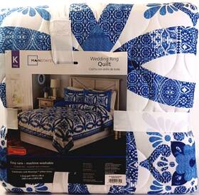 Ms8836130739-03 Mainstays Traditional Wedding Ring Patterned Quilt Size King/pillowcase Blue New