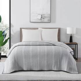 Msf528001798630 Mainstays Essentials Full/queen Stripe Quilt Grey Coverlet
