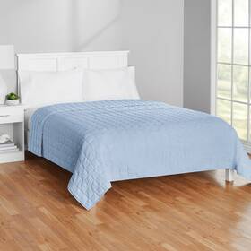 Mss466170522026 Mainstays Solid Blue Crinkle Box Soft Wash Microfiber Quilt
