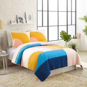 82277709 Makers Collective 3pc Full/queen Modshapes Quilt Set Dark Pink - Ampersand For