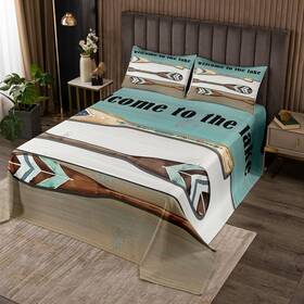 Wals6753zc-cg Manfei Usk Lake House Bedspread King Size Cabin Paddle Life Theme Coverlet Set 3pc