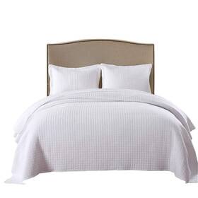 Marcielo 721248789532 3 Piece 100% White Cotton Quilt Set Lightweight Bedspread Bed Coverlets Comfo