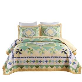 Marcielo 723326303630 3-piece Floral Printed Quilt Set Lightweight Bedspread Coverlet Yell