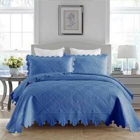 Tk115 Marcielo 726084341722 Solid Color Floral Queen Size Cotton Oversized Bedspread Set Coverlet
