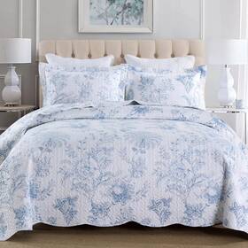 Marcielo 790019785745 3-piece Floral Printed Quilt Set Lightweight Bedspread Coverlet Ligh
