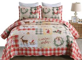B021 Marcielo 850032099080 Christmas Quilt Set Bedspread King Red