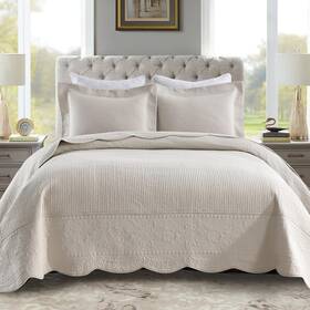 Marcielo 850050982395 3-piece 100% Cotton Oversized Bedspread Lightweight Quilt Coverlet Embroidery