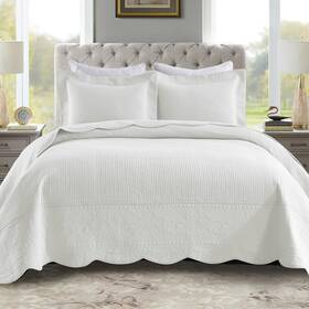 Tg71 Marcielo 850050982418 3-piece 100% Cotton Oversized Bedspread Lightweight Quilt Coverlet Embroidery