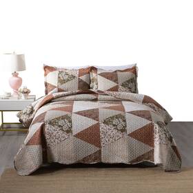Marcielo B74 K 3 Piece Quilt Set Lightweight Bedspread Coverlet Diamon
