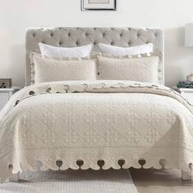 Tw64 Marcielo Q 3-piece Cotton Oversized Bedspread Quilt Coverlet Bedding Set Queen
