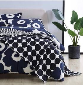 Marimekko 883893689121 Down Alternative Black And White King Blanket 108 X 90