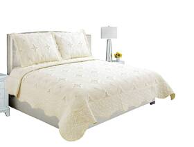 Marina Decoration 940720780896 Embroidered Stitching Coverlet Bedspread Ultra Soft Solid 3 Piece Summer Quil