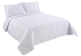 Qs-pis03-wht-k Marina Decoration Qs-pis03-wht-k/fba Solid Embossed Pinsonic Coverlet Bedspread Bedding Ultra So