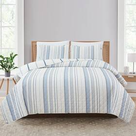 Market & Place 810083390932 3 Piece Reversible Quilt Set With Shams All-season Soft And Lightweight Bedsp