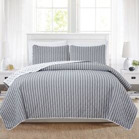 Market & Place 810083391021 3 Piece Reversible Quilt Set With Shams All-season Soft And Lightweight Bedsp
