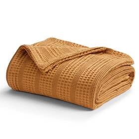 90189111 Market & Place And 100% Cotton Waffle Striped Bed Blanket King Copper