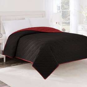 1c19850 Martex 028828367464 Reversible King Size Coverlet Black/red