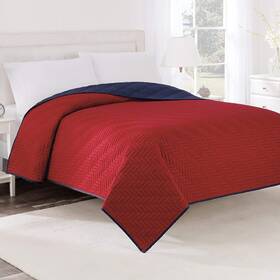 1c19852 Martex 028828367488 Reversible King Size Coverlet Red/navy Blue Solid