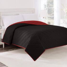 1c19853 Martex 028828367495 Reversible Twin Size Coverlet Black/red