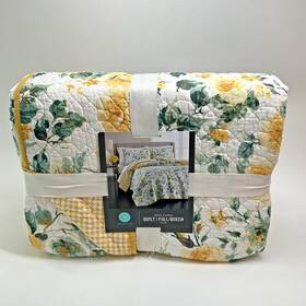 1000082701fq Martha Stewart Quilt Yellow Garden Floral Full/queen Reversible Multi Flower New