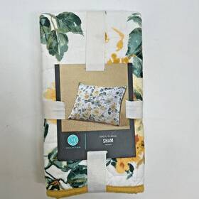 100082701st Martha Stewart Pillow Sham Standard Quilt Yellow Garden Floral Multi Avail New