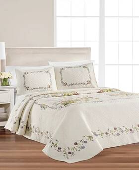 100115801qn Martha Stewart Collection Floral Bouquet Bedspread Queen Shams Sold Separately