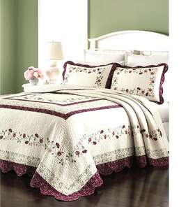 Martha Stewart 636189506172 Collection F/q Cotton Quilt Bedspread -prairie House Morning Sky